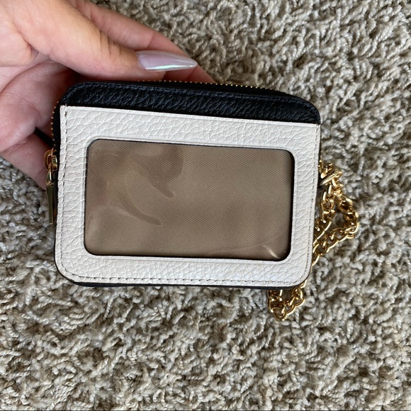 Coach Tricolor Leather Card Case with Gold Chain - Picture 3 of 3